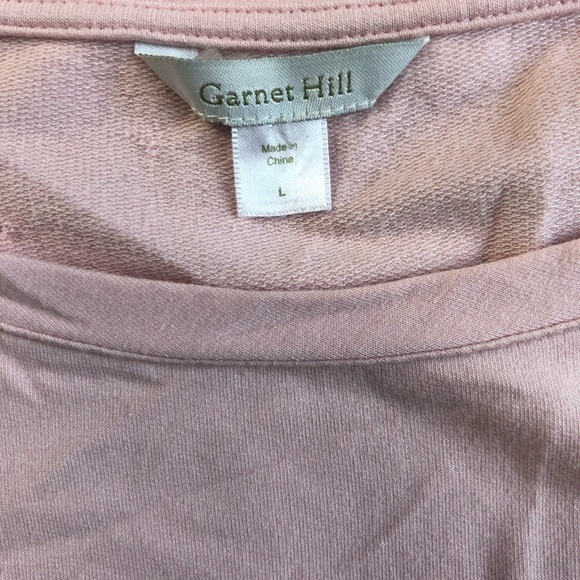 Garnet Hill Embellished Sweatshirt L French Terry Floral Embroidered Cottagecore - Picture 4 of 5